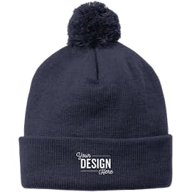 Sport-Tek Solid Pom Pom Beanie - Color: True Navy