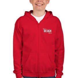 Canada - Gildan Youth Midweight Zip Hoodie - Color: Red