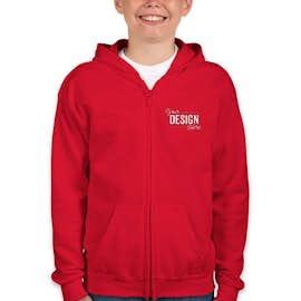Gildan Youth Midweight Zip Hoodie - Color: Red