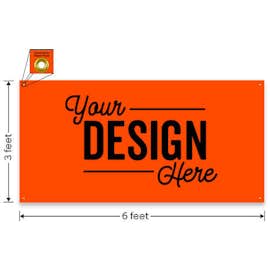 Full Color 6' x 3' Vinyl Banner - Color: Orange