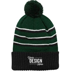 Richardson Stripe Cuffed Beanie - Color: Dark Green / Black / White