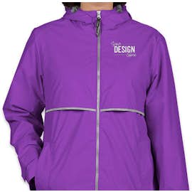 Charles River Women's New Englander Hooded Rain Jacket - Color: Violet / Reflective