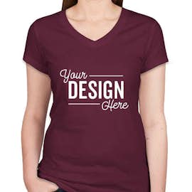 Bella + Canvas Women's Slim Fit Jersey V-Neck T-shirt - Color: Maroon