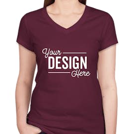 Bella + Canvas Women's Slim Fit Jersey V-Neck T-shirt - Color: Maroon