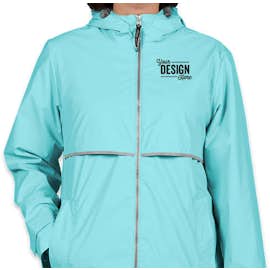 Charles River Women's New Englander Hooded Rain Jacket - Color: Wave / Reflective