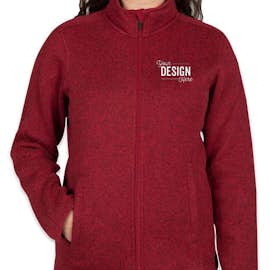 Devon & Jones Women's Full Zip Sweater Fleece Jacket - Color: Red Heather
