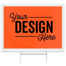 Full Color 24" x 18" Yard Sign with Metal Post - Color: Orange