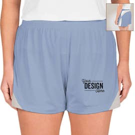 Team 365 Women's Colorblock Performance Shorts - Color: Sport Light Blue / Sport Silver