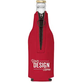Foldable Foam Zipper Bottle Cooler - Color: Red