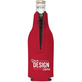 Foldable Foam Zipper Bottle Cooler - Color: Red
