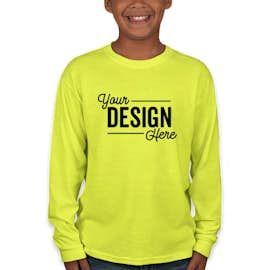 Jerzees Youth 50/50 Long Sleeve T-shirt - Color: Safety Green
