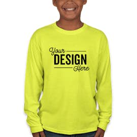 Jerzees Youth 50/50 Long Sleeve T-shirt - Color: Safety Green
