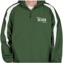 Sport-Tek Fleece Lined Colorblock Hooded Jacket - Color: Forest Green / White