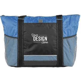 Colorblock Zippered Insulated Cooler Tote - Color: Black / Royal