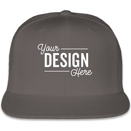 Yupoong Flat Bill Snapback Hat - Color: Dark Grey