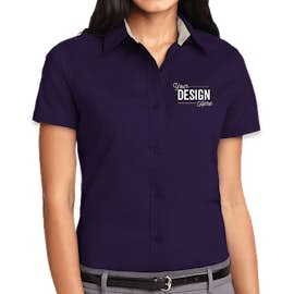 Port Authority Women's Short Sleeve Easy Care Shirt - Color: Purple/Light Stone