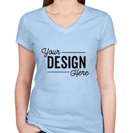 Bella + Canvas Women's Slim Fit Jersey V-Neck T-shirt - Color: Baby Blue