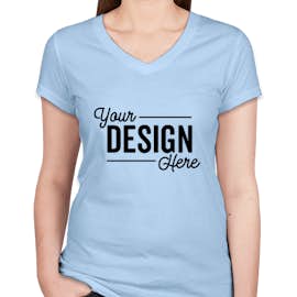 Bella + Canvas Women's Slim Fit Jersey V-Neck T-shirt - Color: Baby Blue