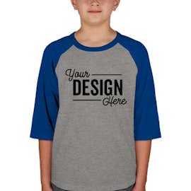 Sport-Tek Youth Raglan T-shirt - Color: Heather Grey / Royal