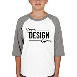 Sport-Tek Youth Raglan T-shirt - Color: White / Heather Grey