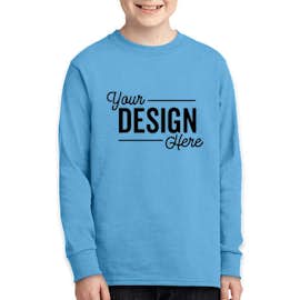 Port & Company Youth Core Cotton Long Sleeve T-shirt - Color: Aquatic Blue