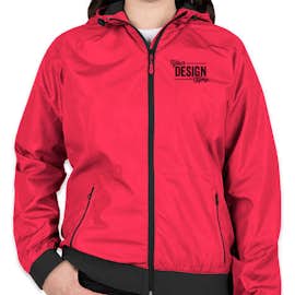 Sport-Tek Women's Embossed Full Zip Hooded Jacket - Color: Pink Raspberry / Black