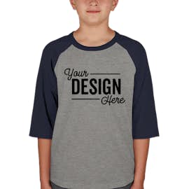 Sport-Tek Youth Raglan T-shirt - Color: Heather Grey / Navy