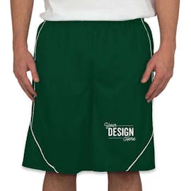 Sport-Tek Micro-Mesh Reversible Contrast Shorts - Color: Forest Green / White