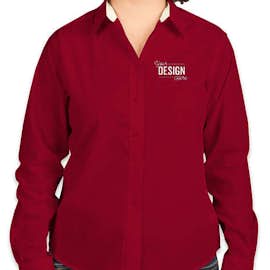 Port Authority Women's Long Sleeve Easy Care Shirt - Color: Red/Light Stone