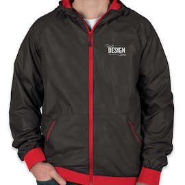 Sport-Tek Embossed Full Zip Hooded Jacket - Color: Black / True Red