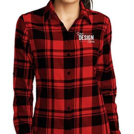 Port Authority Women's Plaid Flannel Shirt - Color: Engine Red / Black