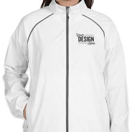 Elevate Women's Egmont Packable Contrast Zipper Windbreaker - Color: White / Steel Grey