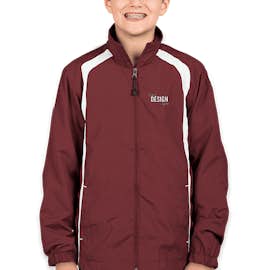 Sport-Tek Youth Full Zip Colorblock Warm-Up Jacket - Color: Maroon / White