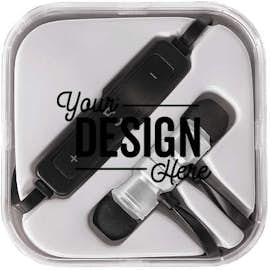 Martell Magnetic Metal Bluetooth Earbuds and Case - Color: Silver