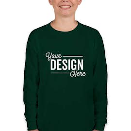 Gildan Youth 100% Cotton Long Sleeve T-shirt - Color: Forest