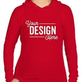 Anvil Women's Hooded Long Sleeve T-shirt - Color: Red