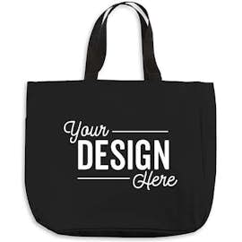 Port Authority Durable Side Pocket Poly Canvas Tote - Color: Black