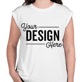 Bella + Canvas Women's Flowy Rolled Cuff T-shirt - Color: White