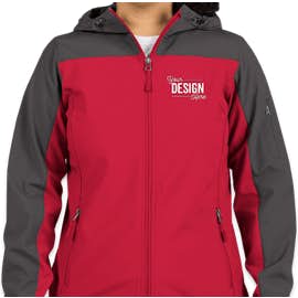 Port Authority Women's Contrast Hooded Soft Shell Jacket - Color: Dark Fuchsia / Battleship Grey
