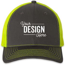 Richardson Snapback Trucker Hat - Color: Charcoal / Neon Yellow