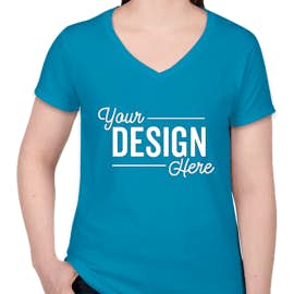Canada - Gildan Women's 100% Cotton V-Neck T-shirt - Color: Sapphire