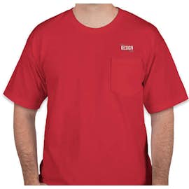 Bayside USA-Made 100% Cotton Pocket T-shirt - Color: Red