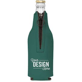 Foldable Foam Zipper Bottle Cooler - Color: Forest