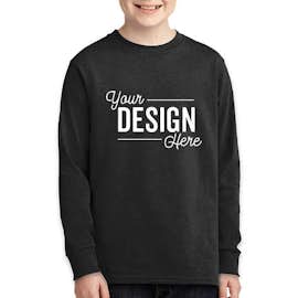 Port & Company Youth Core Cotton Long Sleeve T-shirt - Color: Jet Black