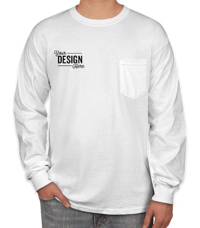 Custom Gildan Ultra Cotton Long Sleeve Pocket T Shirt Design