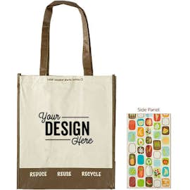 Large Laminated 100% Recycled Shopper Tote - Color: Natural / Brown