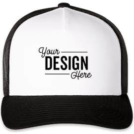 Pacific Headwear Five-Panel Snapback Trucker Hat - Color: Black / White / Black
