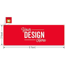 Full Color 6' x 2' Vinyl Banner - Color: Red