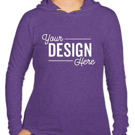 Anvil Women's Hooded Long Sleeve T-shirt - Color: Heather Purple