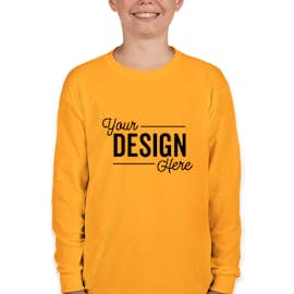 Gildan Youth 100% Cotton Long Sleeve T-shirt - Color: Gold